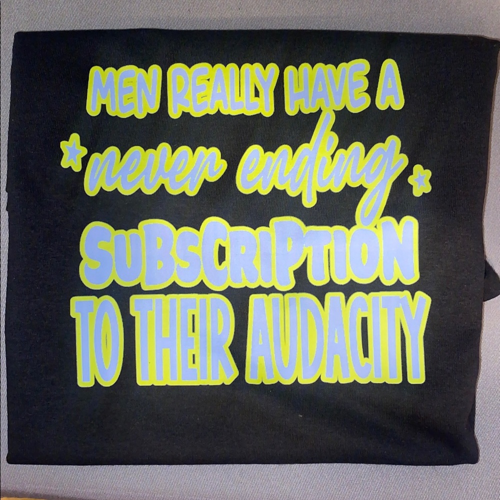 Gildan Black Tee with Yellow and Blue Print